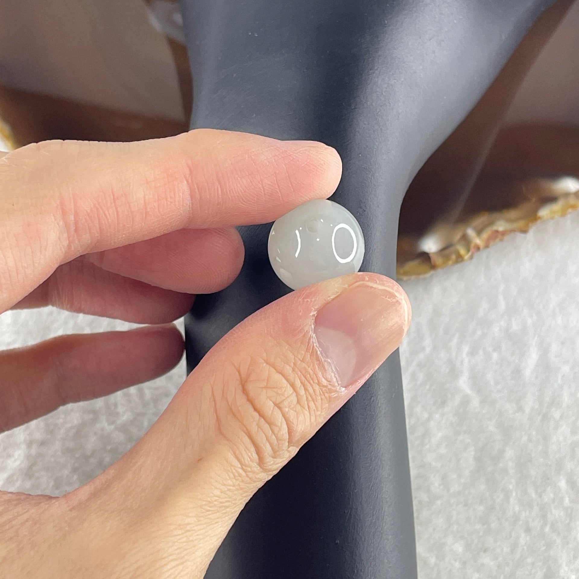 Natural Type A Light Lavender Jadeite Bead 5.11g 14.4mm - Huangs Jadeite and Jewelry Pte Ltd