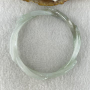Type A Natural Semi Icy Light Green Jadeite Flowers Bangle 23.20g Inner Diameter 55.0mm 11.7 by 7.2mm (Very Very Slight Internal Line) - Huangs Jadeite and Jewelry Pte Ltd