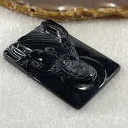 Type A Opaque Black Omphacite Jadeite Jesus Christ Pendant 40.65g 58.6 by 39.3 by 8.2mm - Huangs Jadeite and Jewelry Pte Ltd