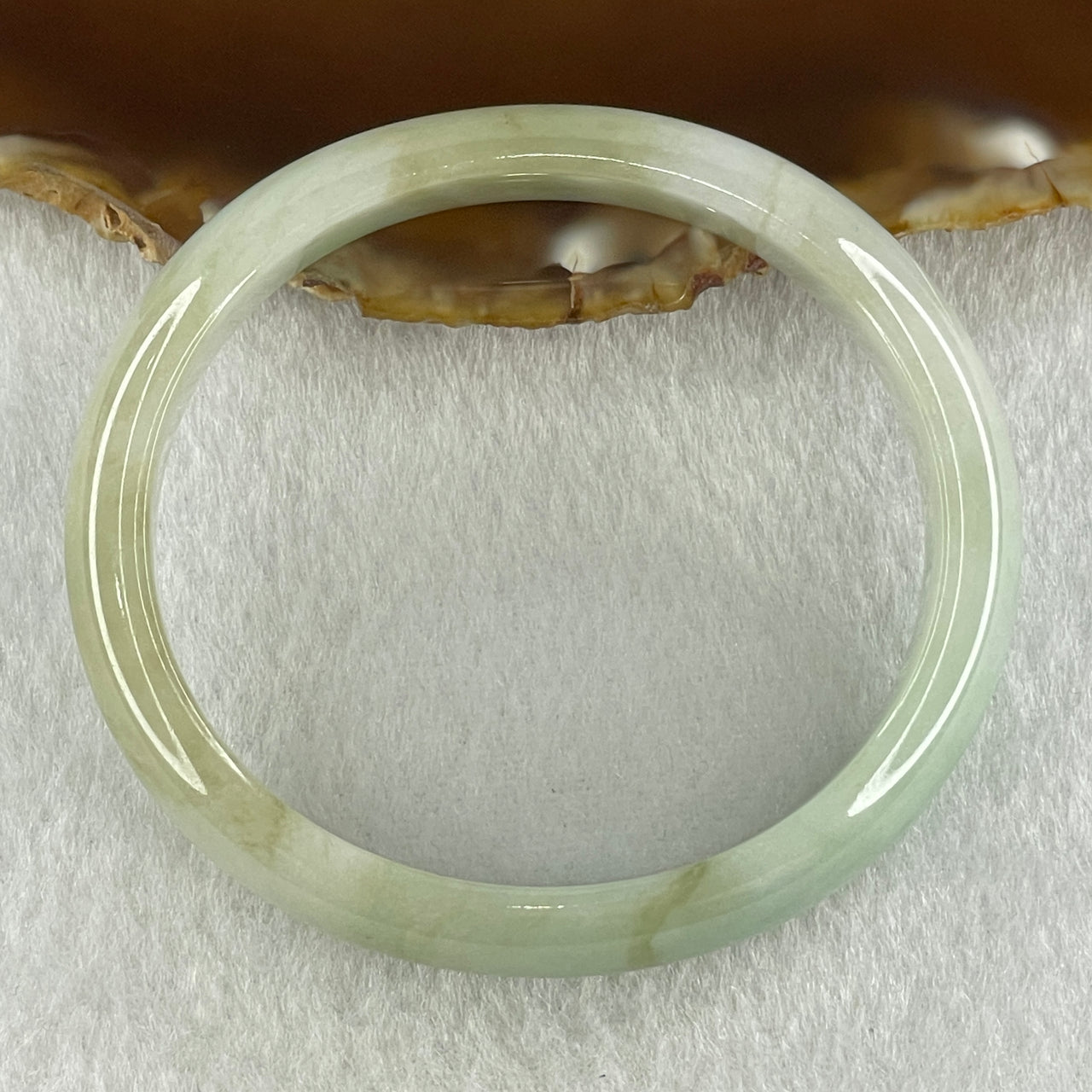 Natural Type A Light Green Faint Lavender Jadeite Oval Bangle 37.26g Inner Diameter 53.8mm 12.2 by 7.0mm (Slight Internal Lines) - Huangs Jadeite and Jewelry Pte Ltd