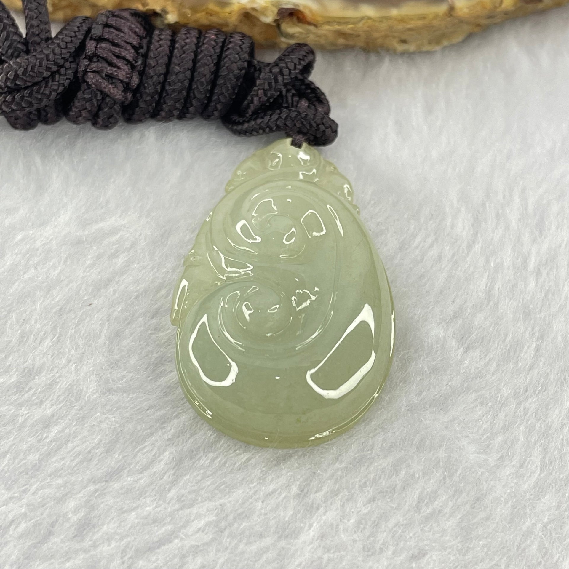 Type A  Green Jadeite Ruyi Pendent 12.13g 35.3 by 22.6 by 8.0mm - Huangs Jadeite and Jewelry Pte Ltd