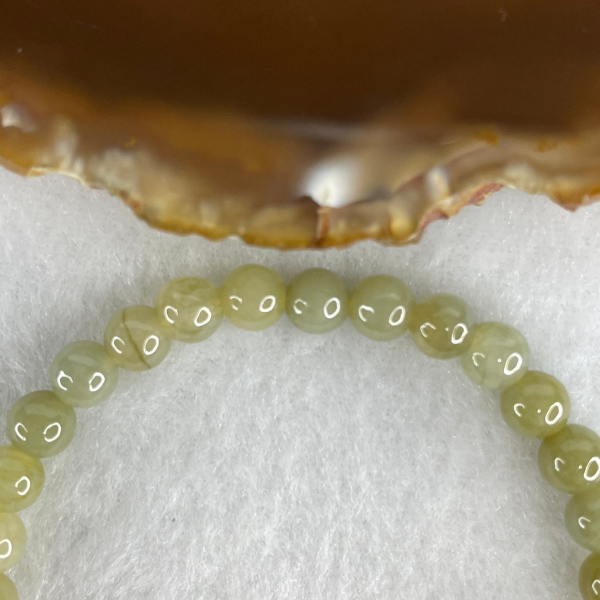 Natural Type A Yellowish Green Jadeite Beads Bracelet | 15cm with 31 Beads 6.0mm (11.34g | Heart & Solar Plexus Chakra Harmony, Golden Wealth Magnet & Protection Shield)