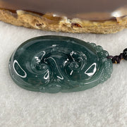 Natural Type A Blueish Green Jadeite Dragon Head on Ruyi Pendant 17.96g 43.5 by 29.4 by 6.5mm - Huangs Jadeite and Jewelry Pte Ltd