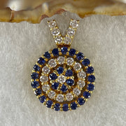 Natural Round Brilliant Blue Sapphire with Round Brilliant Cut Shape Diamonds in 18K Yellow Gold Tripple Rotating Pendant S1.5 with Melees D1.2 ct Total 11.7g 29.1 by 20.4 by 10.7mm - Huangs Jadeite and Jewelry Pte Ltd