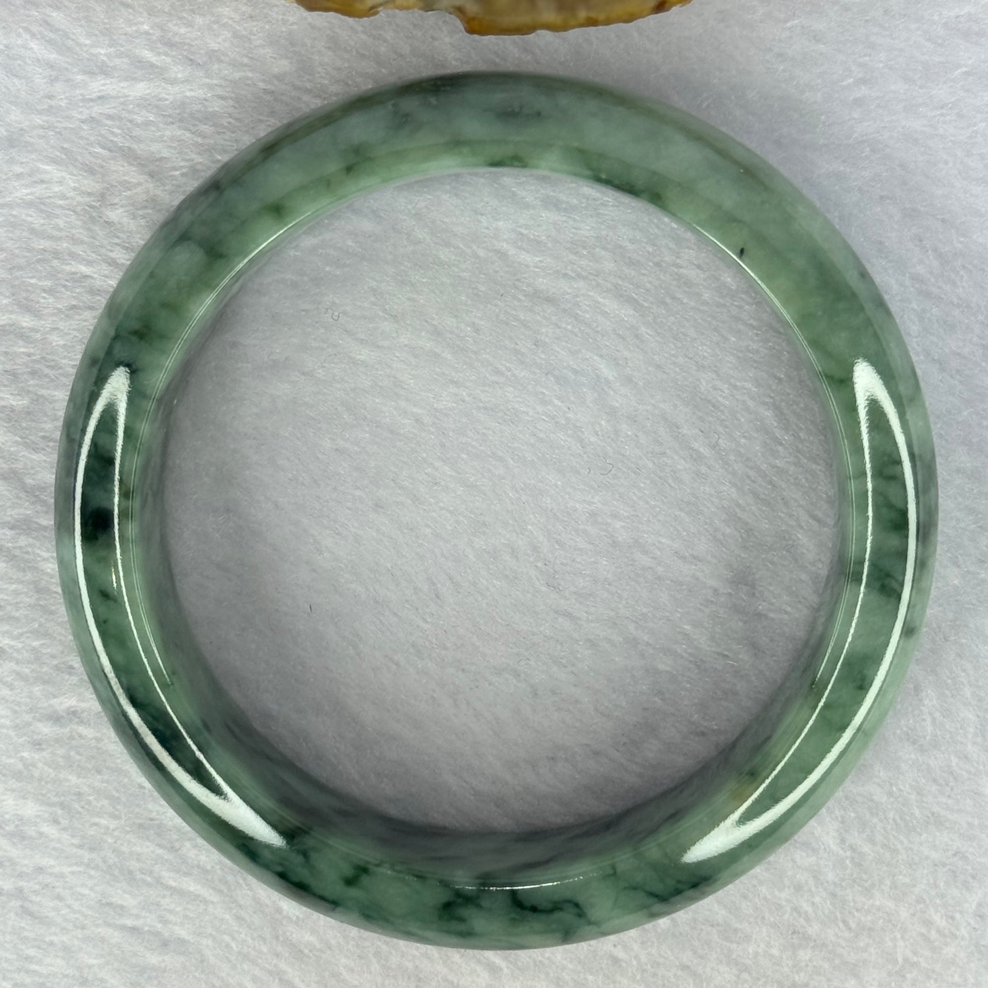 Type A Green with Moss Green Jadeite Bangle Internal Diameter 58.3mm 81.39g 17.3 by 8.9mm (Close to Perfect) - Huangs Jadeite and Jewelry Pte Ltd