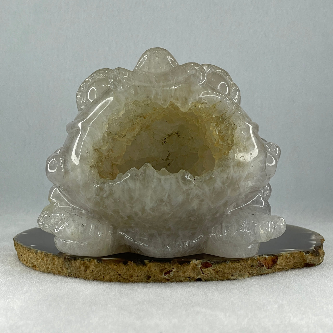Natural White Agate with Citrine 3 Legged Toast Display 800.5g 113.0 by 85.0 by 90.0mm