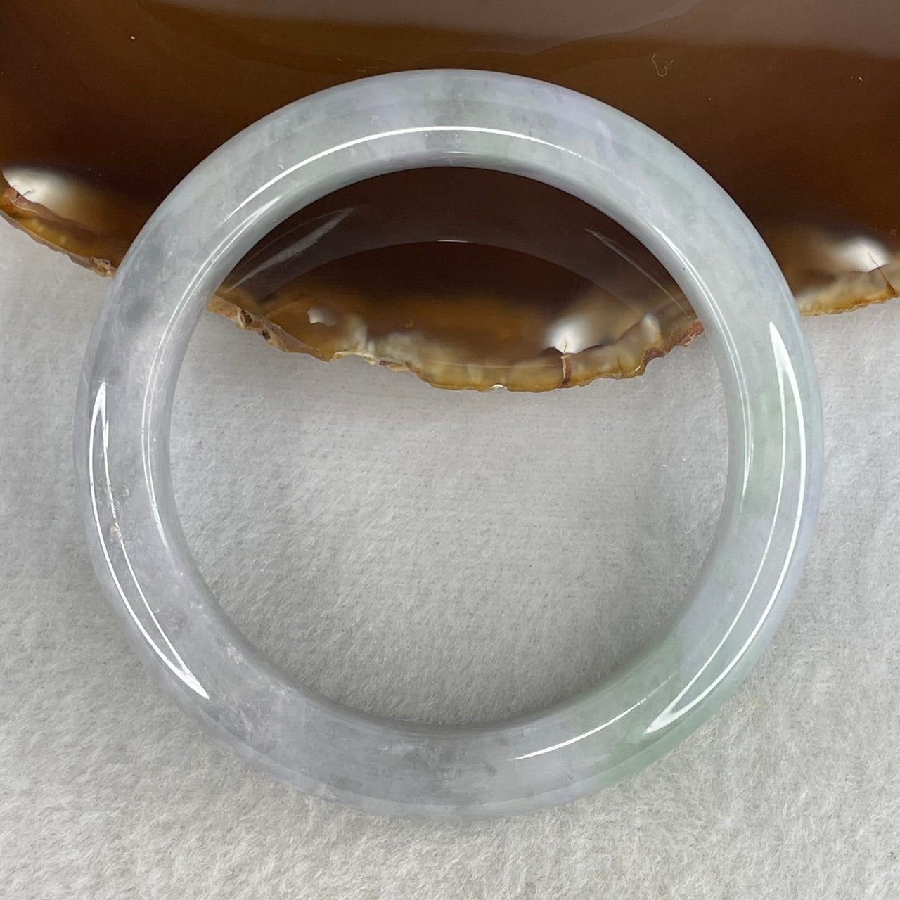 Natural Type A Translucent Multicolor Jadeite Bangle | 57.4mm Vivid Lavender with Refreshing Light Green | Very Slight Internal Line "Chun Dai Cai" Round Wrist Heirloom (64.49g 12.1x9.3mm)