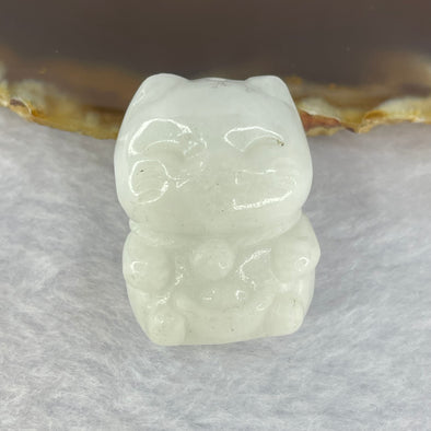 Type A Faint Green Jadeite Fortune Cat 招财猫 16.72g 29.5 by 21.5 by 12.9mm - Huangs Jadeite and Jewelry Pte Ltd