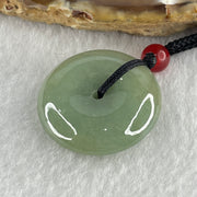 Natural Type A Green Jadeite Ping An Kou Donut Pendant in String Necklace 9.58g 24.7 by 7.1mm - Huangs Jadeite and Jewelry Pte Ltd