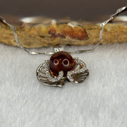 Natural Amber with Cubic Zirconia in S925 Sliver Pendent Necklace 4.04g 7.8mm - Huangs Jadeite and Jewelry Pte Ltd