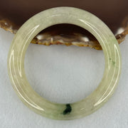 Type A Translucent Semi Icy Light Yellowish Green with Moss Green Patch Jadeite Bangle Internal Diameter 55.3mm 76.40g 12.3 by 11.6mm (Very Slight External Rough) - Huangs Jadeite and Jewelry Pte Ltd