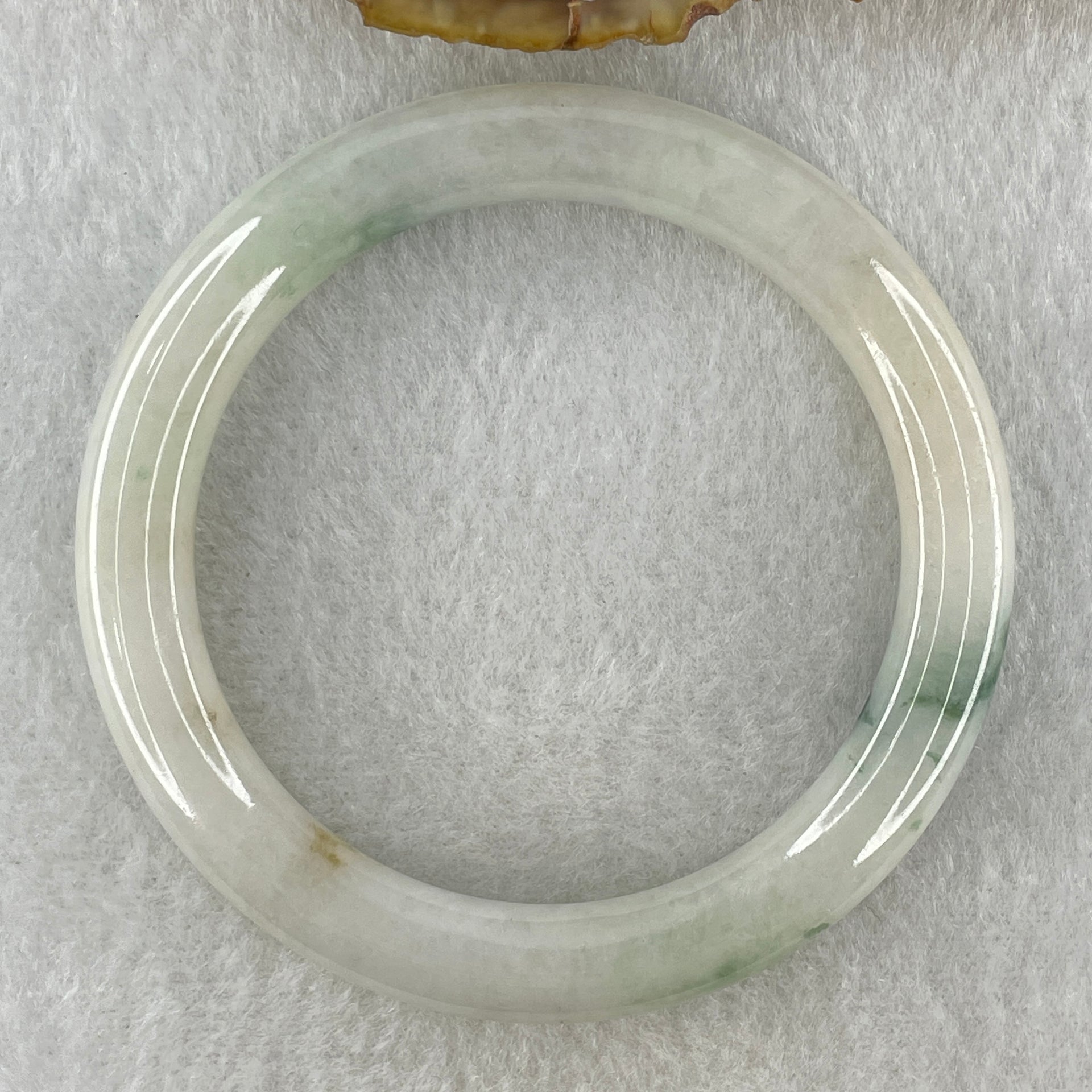 Natural Type A Faint Green with Blueish Green Piao Hua Flora Jadeite Bangle 37.89g Inner Diameter 53.5mm 8.4 by 9.5mm (Very Very Slight Internal Lines) - Huangs Jadeite and Jewelry Pte Ltd