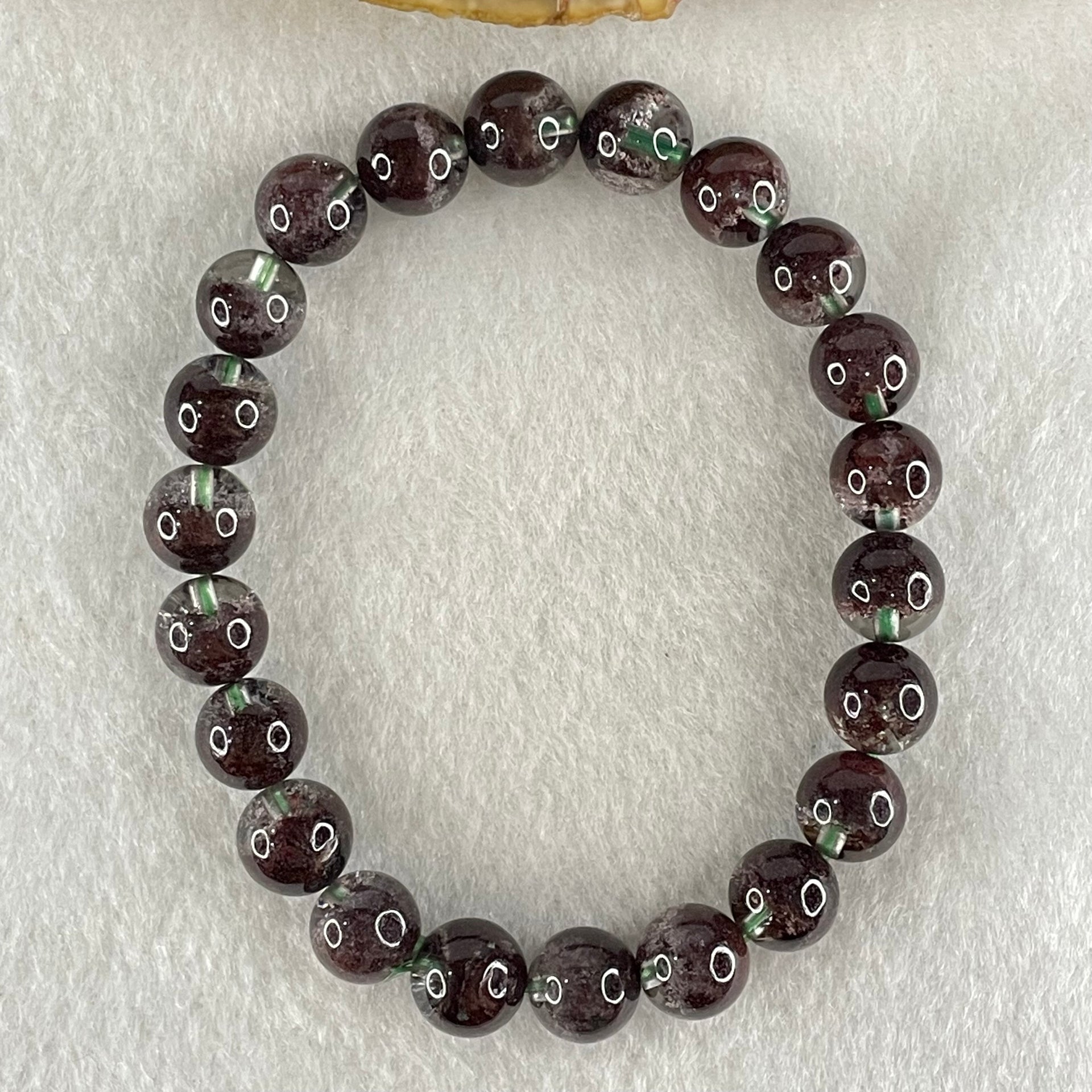Good Grade Natural Red Phantom Quartz Beads Bracelet 18.77g 15.5cm 8.8mm 22 Beads - Huangs Jadeite and Jewelry Pte Ltd