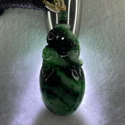 Certified Natural Type A Light Green with Dark Green and Old Mine Spicy Green Pattern Jadeite Pixiu on Money Bag Pendant 46.46g 57.2 by 29.1 by 14.1mm - Huangs Jadeite and Jewelry Pte Ltd