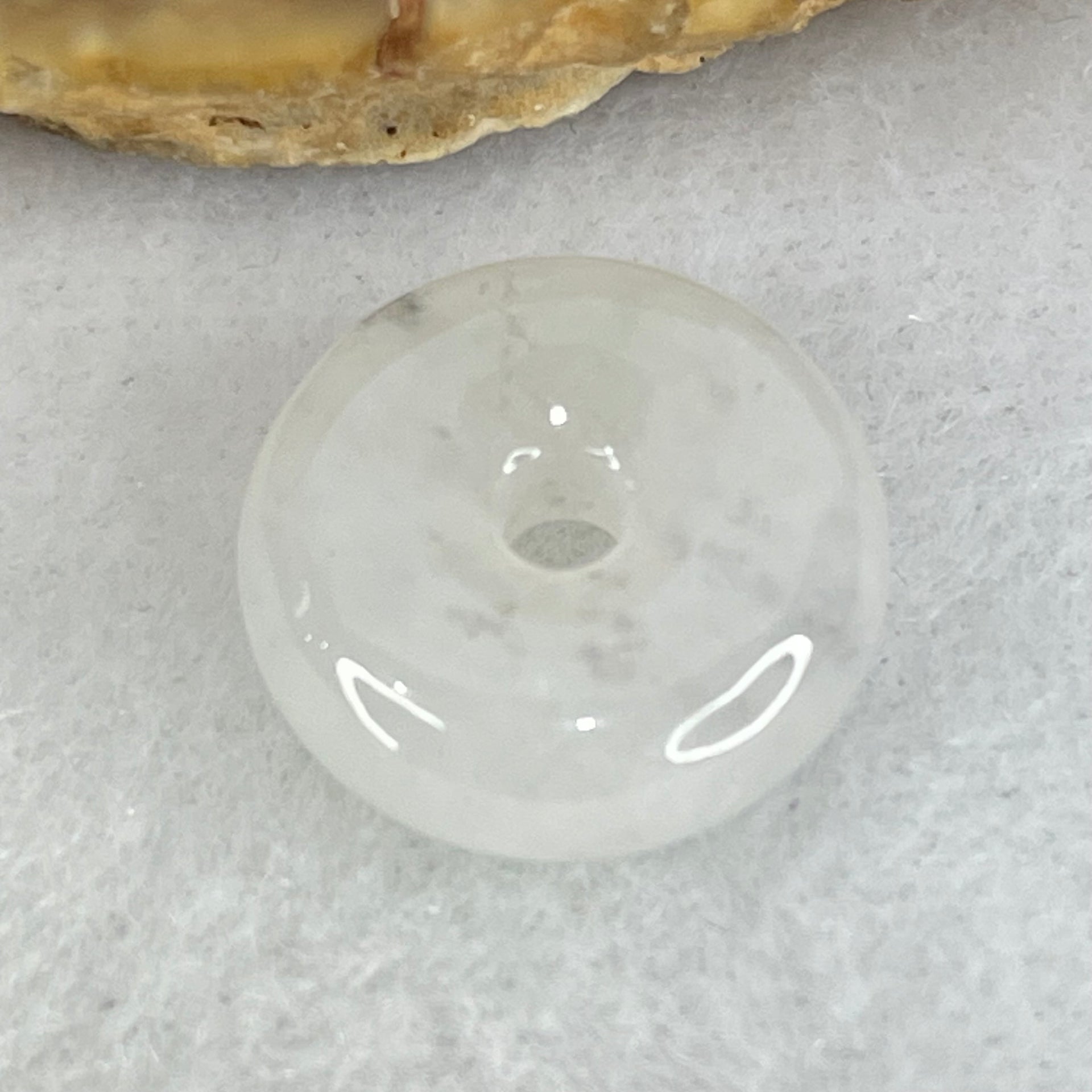 Type A Semi Icy Light Lavender With Wuji Grey Spots Jadeite Ping An Kou Charm/Pendant 2.10g 14.1 by 5.0mm - Huangs Jadeite and Jewelry Pte Ltd