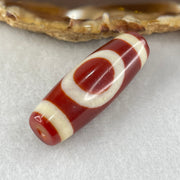 Natural Powerful Tibetan Old Oily Red White Agate One Eye Fire Sign Dzi Bead Heavenly Master (Tian Zhu) 一眼火天珠 11.40g 37.8 by 14.1mm - Huangs Jadeite and Jewelry Pte Ltd