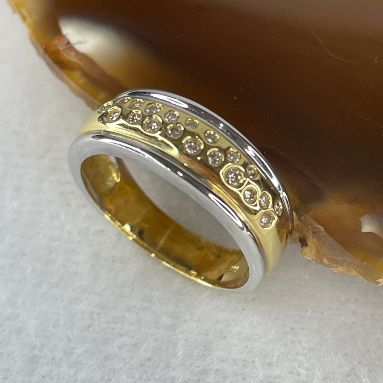 Natural Diamonds in 14K Rose and White Gold Ring Total Weight 5.35g US7.5 HK16.5 - Huangs Jadeite and Jewelry Pte Ltd