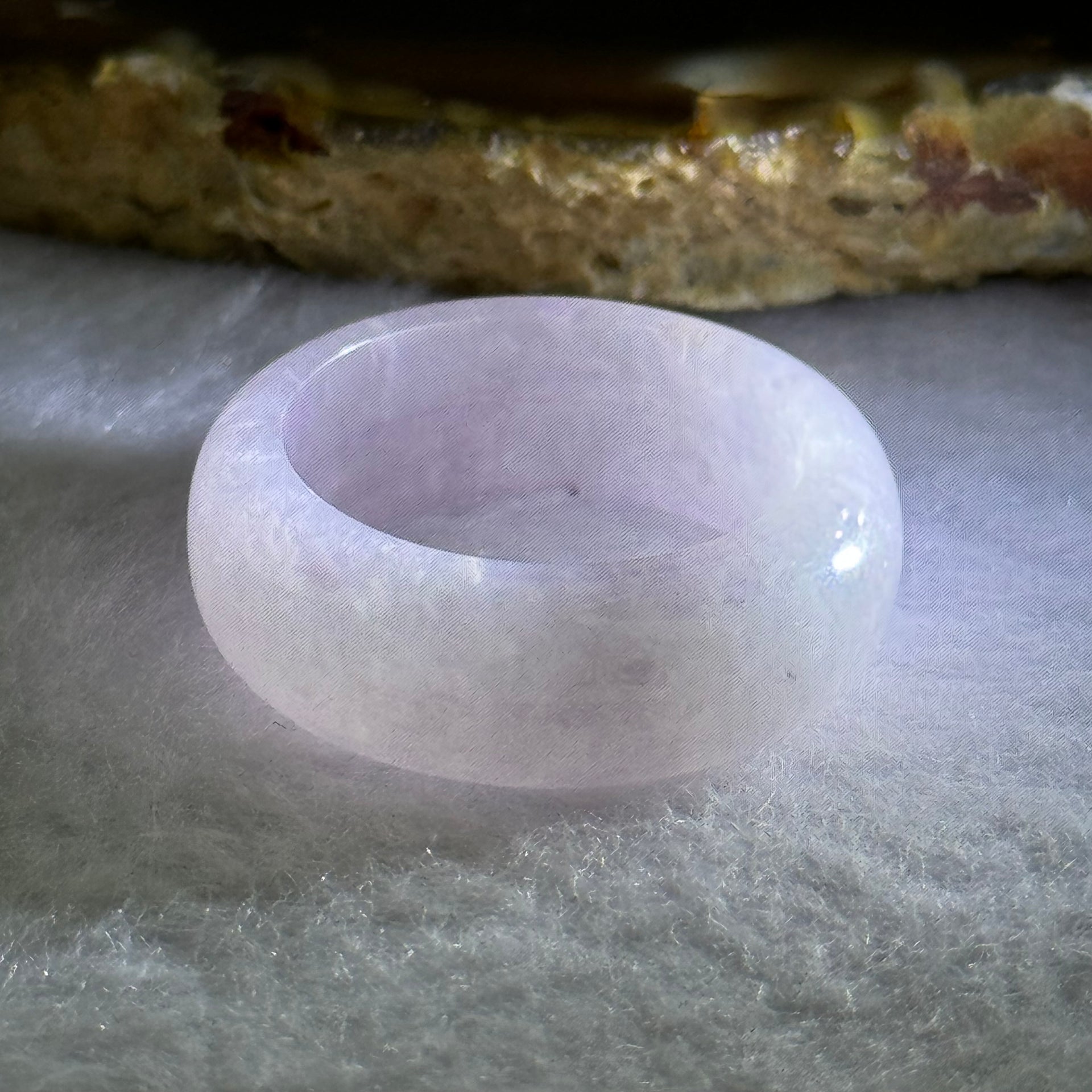 Type A Light Lavender Jadeite Ring 6.10g 8.6 by 3.8mm US9.5 HK21 - Huangs Jadeite and Jewelry Pte Ltd