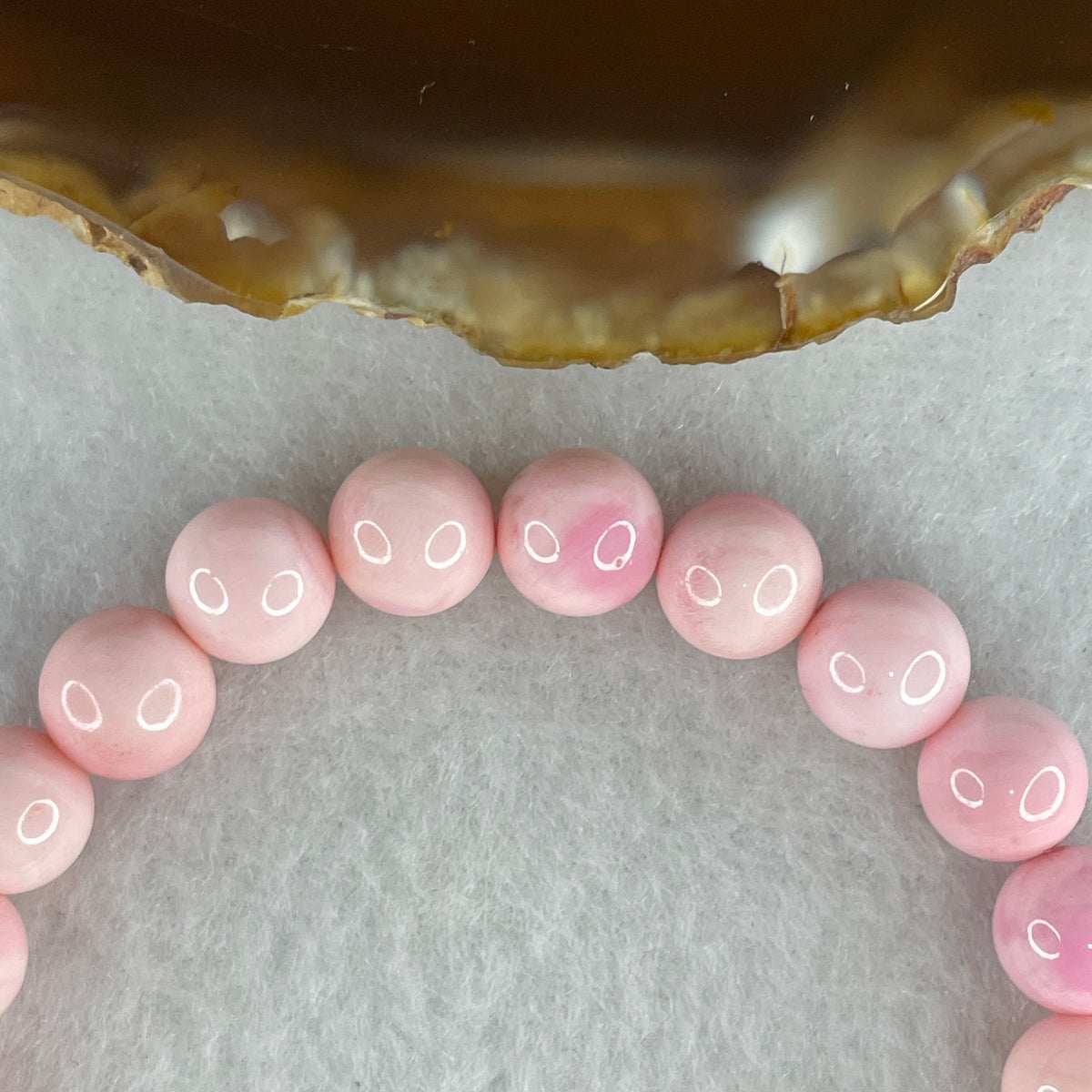 Certified Good Grade Natural Pink Queen Shell Beads Bracelet | 8.6mm Radiant Mother of Pearl Amulet (18.23g | 15.5cm Wrist | 22 Beads)
