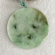 Natural Type A Green with Brownish and Dark Green Piao Hua Jadeite Round Wu Shi Pai Pendant 29.12g 54.2 by 3.1mm - Huangs Jadeite and Jewelry Pte Ltd