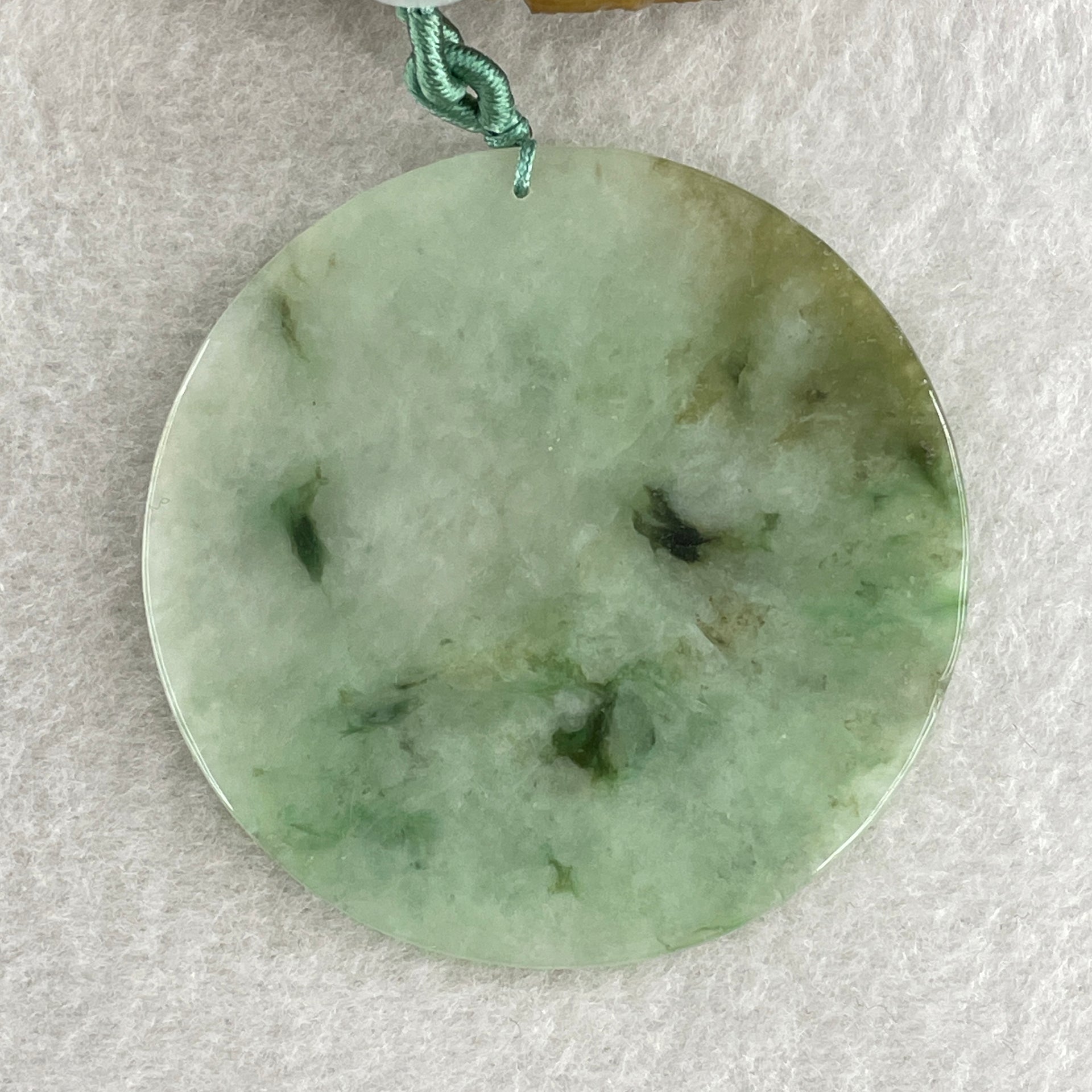 Natural Type A Green with Brownish and Dark Green Piao Hua Jadeite Round Wu Shi Pai Pendant 29.12g 54.2 by 3.1mm - Huangs Jadeite and Jewelry Pte Ltd