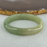 Type A Full Green Jadeite Oval Bangle Internal Diameter 55.4mm 11.9 by 6.5mm (Very Slight Fine Internal Lines) - Huangs Jadeite and Jewelry Pte Ltd
