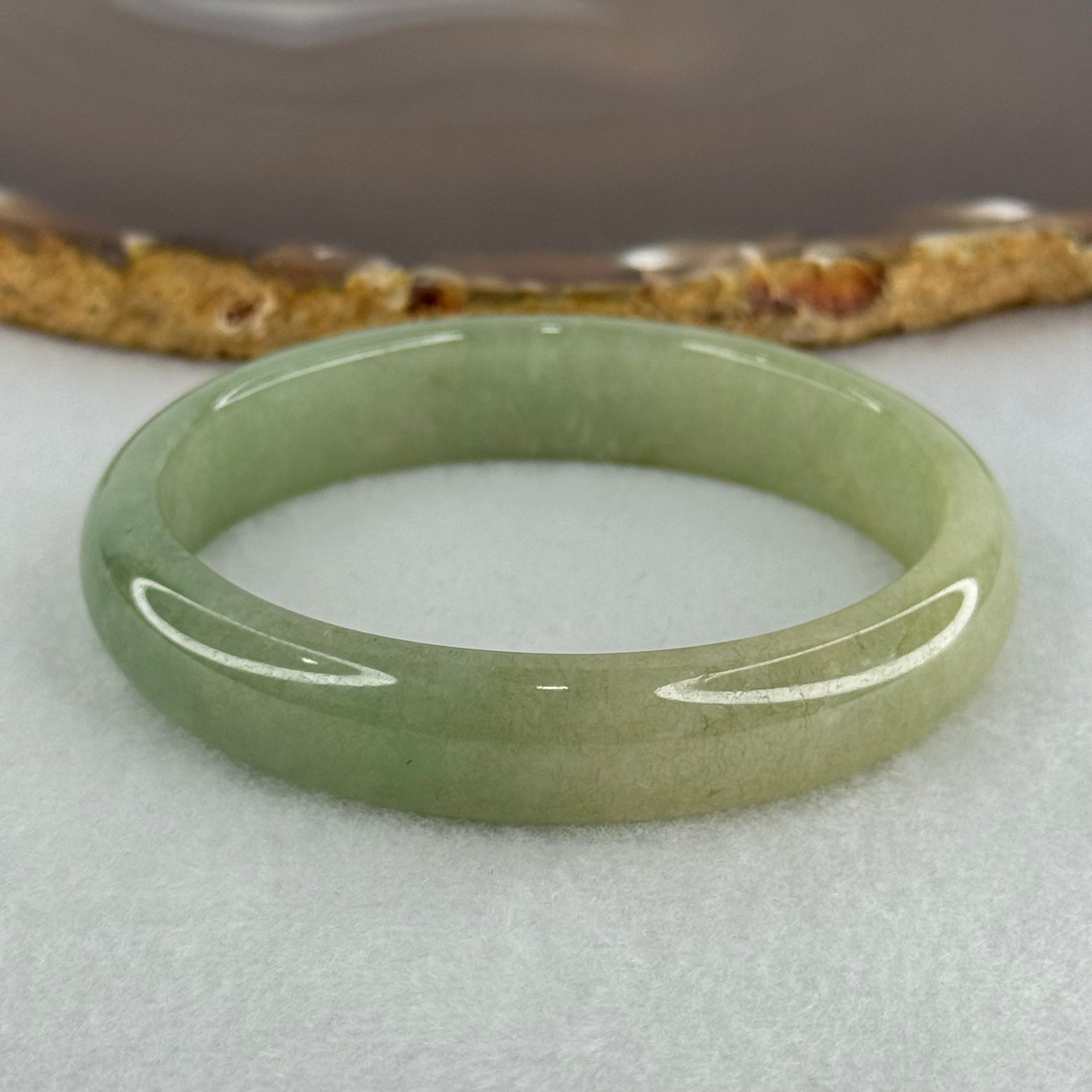 Type A Full Green Jadeite Oval Bangle Internal Diameter 55.4mm 11.9 by 6.5mm (Very Slight Fine Internal Lines) - Huangs Jadeite and Jewelry Pte Ltd