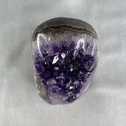 Natural Deep Intense Purple Amethyst Cave with Wooden Stand 2,097.3g 109.9 by 121.7 by 210.0mm - Huangs Jadeite and Jewelry Pte Ltd