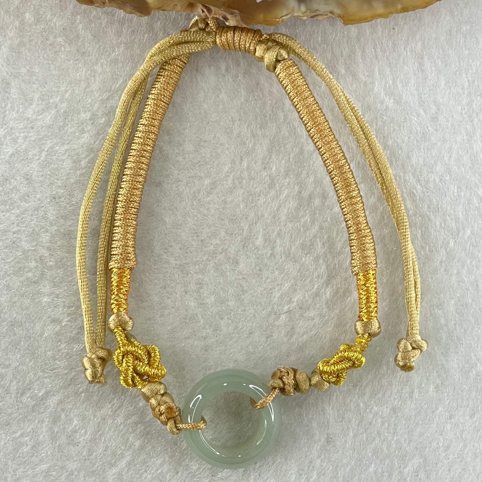 Type A Blueish Green Jadeite Ping An Kou String Bracelet 2.91g 15.2 by 5.7mm - Huangs Jadeite and Jewelry Pte Ltd