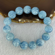 Natural Aquamarine Beads Bracelet 60.65g 18.5cm 14.5mm 15 Beads - Huangs Jadeite and Jewelry Pte Ltd