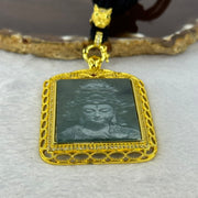 Type A Blueish Green Jadeite Guan Yin S925 Silver Pendent Necklace 30.47g 46.0 by 30.0 by 2.0mm - Huangs Jadeite and Jewelry Pte Ltd