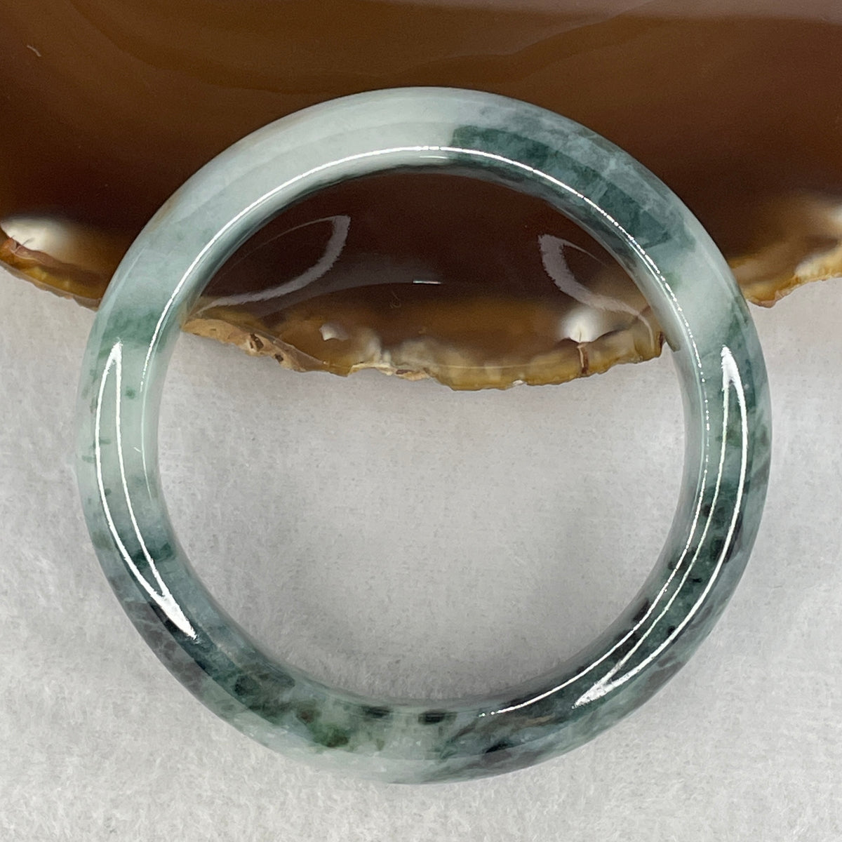 Natural Type A Lavender & Dark Green Piao Hua Jadeite Bangle | 53.5mm Inner Diameter (63.32g 15.2x8.2mm | Very Very Slight Internal Line | Royalty, Crown Elevation & Abundance)