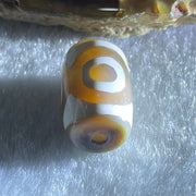 Natural Powerful Tibetan Old Oily Dark Brown With White Agate 3 Eyes Dzi Bead Heavenly Master (Tian Zhu) 三眼天诛 3.19g 15.7 by 10.8mm - Huangs Jadeite and Jewelry Pte Ltd