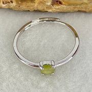 Type A Semi Icy Green Cabochon Jadeite in S925 Sliver Ring (Adjustable Size) 1.02g 4.1 by 1.5mm - Huangs Jadeite and Jewelry Pte Ltd