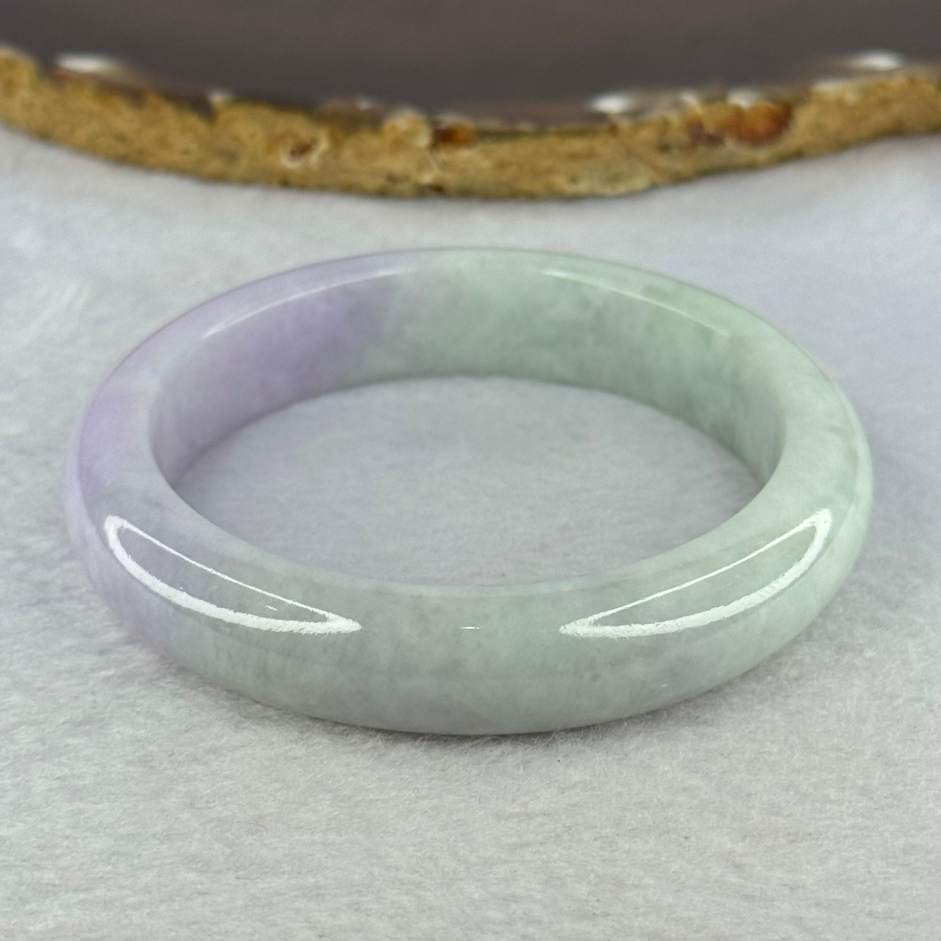 Type A Green with Lavender Jadeite Bangle Internal Diameter 54.7mm 59.02g 12.9 by 8.5mm (Very Slight Internal Line) - Huangs Jadeite and Jewelry Pte Ltd