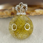 Good Grade Natural Golden Rutilated Quartz Bead in S925 Silver with Cubic Zirconia Pendant 6.45g 16.0mm - Huangs Jadeite and Jewelry Pte Ltd