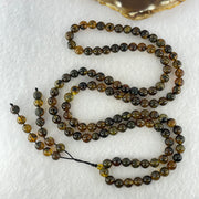 Natural Brownish Yellow Flower Medicine Amber Beads Necklace 26.96g 78cm 7.3mm - Huangs Jadeite and Jewelry Pte Ltd