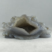 Natural White with Blueish Wuji Grey Agate with white Quartz 3 Legged Toast Display 637.7g 132.0 by 96.0 by 60.0mm - Huangs Jadeite and Jewelry Pte Ltd