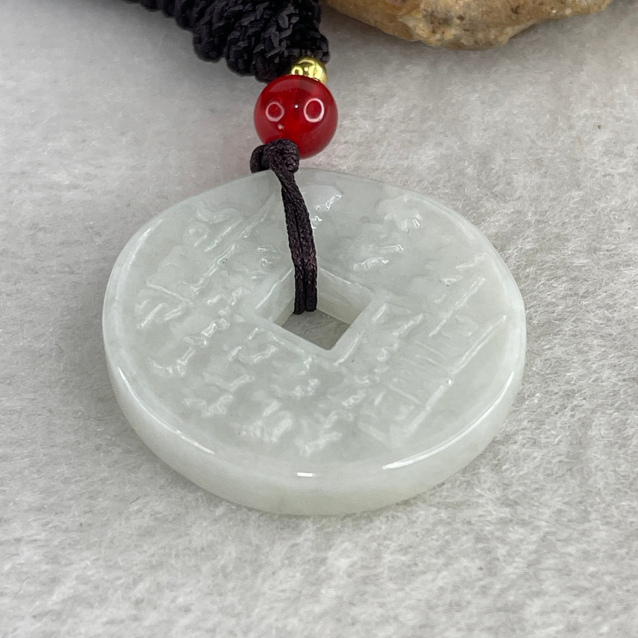 Certified Natural Type A Jadeite Ancient Coin Pendant | 27.8x4.6mm Faint Green & Faint Lavender | Translucent "Chun Dai Cai" Lucky Wealth Donut Heirloom (10.11g)