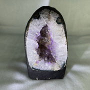 Natural Amethyst Cave with Wooden Stand 1,198.8g 98.0 by 99.0 by 175.0mm - Huangs Jadeite and Jewelry Pte Ltd