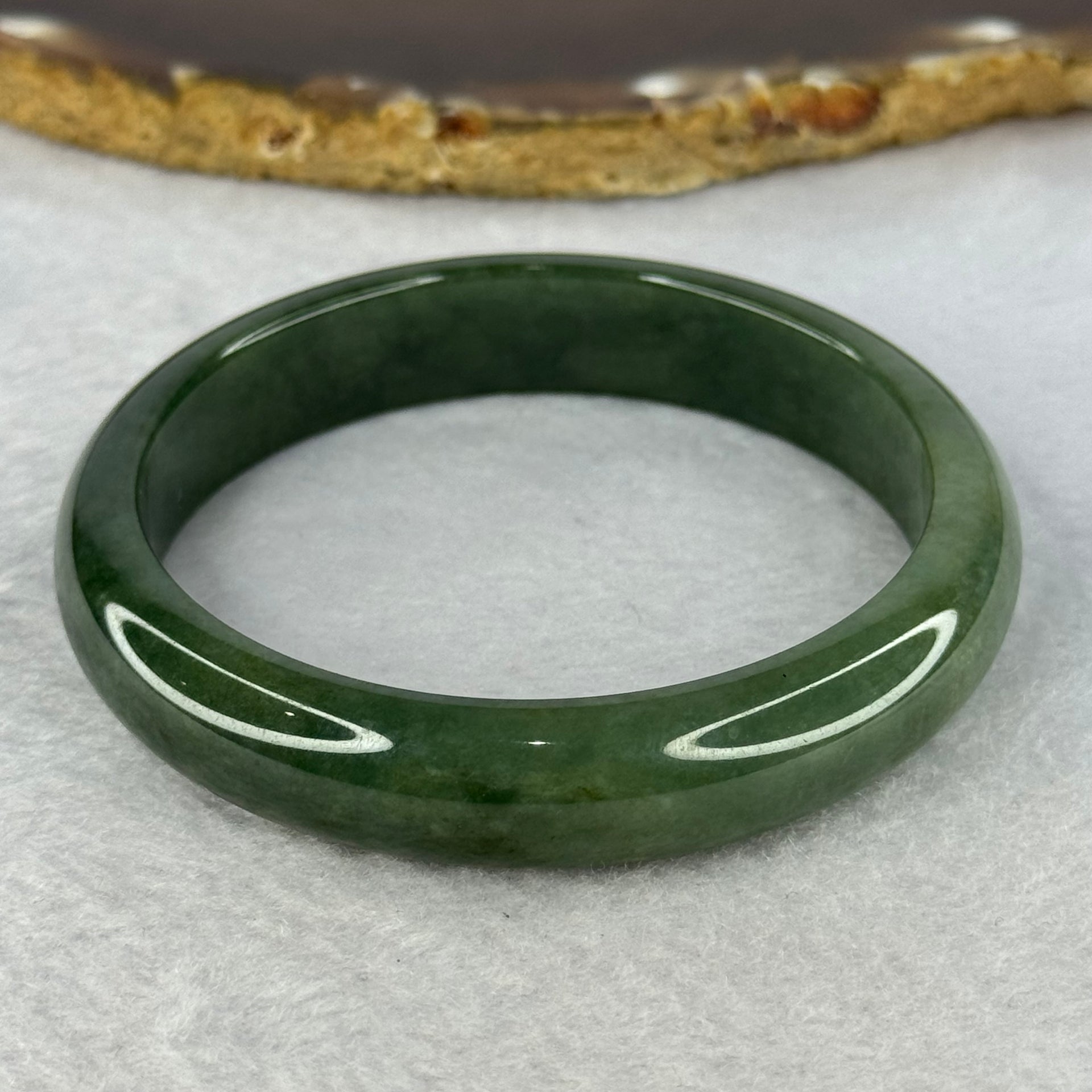 Type A Full Green Jadeite Bangle Internal Diameter 57.7mm 47.69g 12.5 by 7.5mm (Close to Perfect) - Huangs Jadeite and Jewelry Pte Ltd