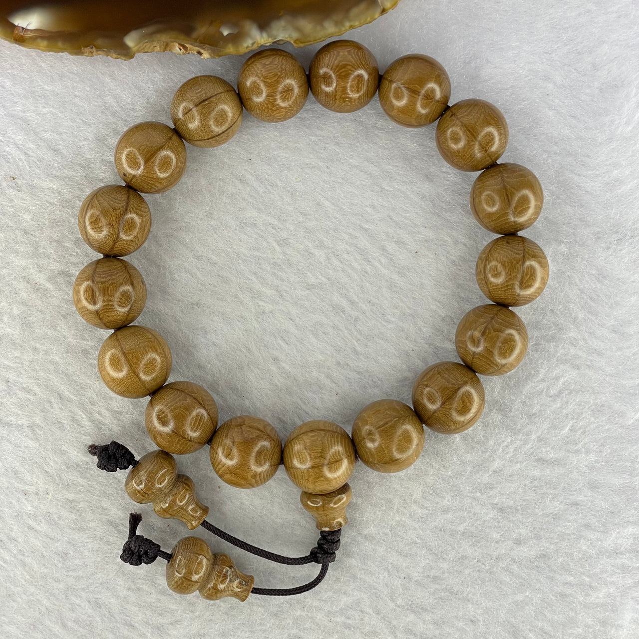 Natural Liu Dao Mu Abelia Wood 六道木 Beads Bracelet 18.47g 12.8mm 17 Beads + 2 Hulu Beads - Huangs Jadeite and Jewelry Pte Ltd
