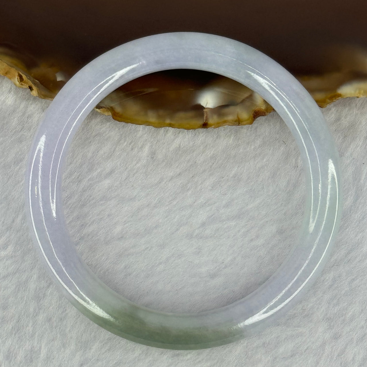 Type A Lavender with Green Patch Jadeite Bangle 15.28g Internal Diameter 42.7mm 5.7 by 6.3mm - Huangs Jadeite and Jewelry Pte Ltd
