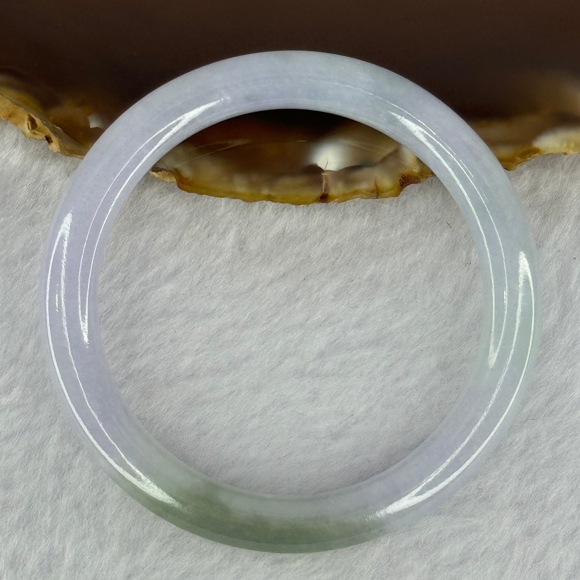 Type A Lavender with Green Patch Jadeite Bangle 15.28g Internal Diameter 42.7mm 5.7 by 6.3mm - Huangs Jadeite and Jewelry Pte Ltd