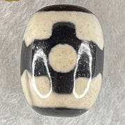 Natural Powerful Tibetan Old Oily Dark Brown With White Agate 3 Eyes Dzi Bead Heavenly Master (Tian Zhu) 三眼天诛 4.73g 17.8 by 13.3mm - Huangs Jadeite and Jewelry Pte Ltd