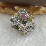 Natural Tourmaline Crystal in S925 Sliver Box Shape Pendant 5.08g 3.9 by 1.5mm - Huangs Jadeite and Jewelry Pte Ltd