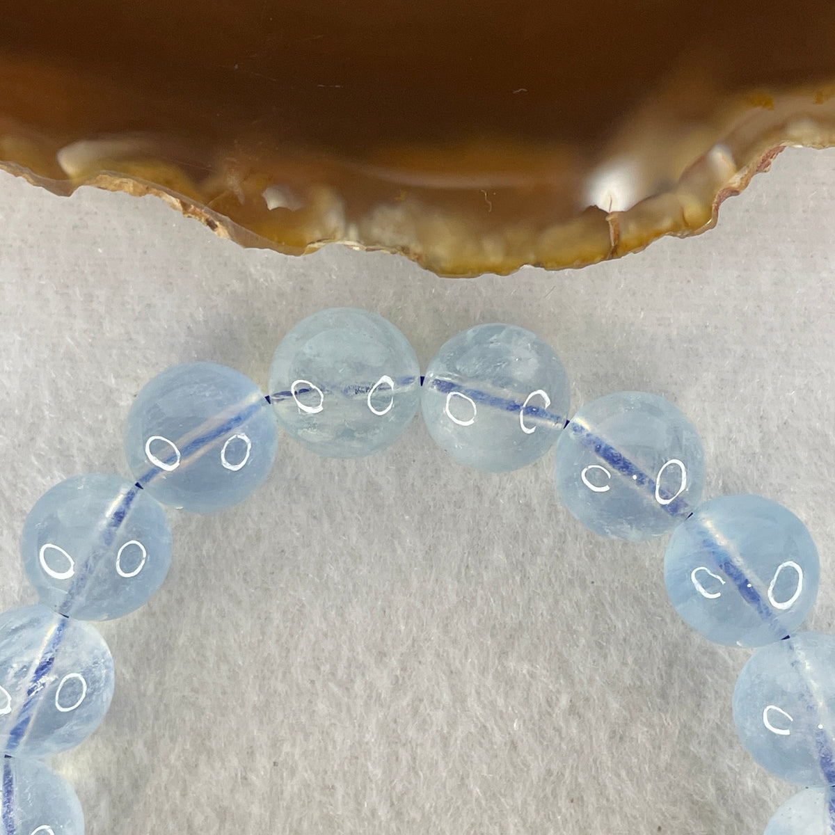 Certified Natural Aquamarine Beads Bracelet | 18cm Strand of 18 Beads 12.3mm (45.68g | Serene Calm, Fluid Communication & Water Element Energy Shield)