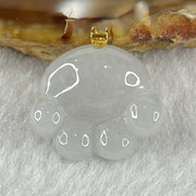Natural Type A Light Lavender Light Green Jadeite Paw Pendant in 18K Yellow Gold Clasp 2.37g 17.8 by 14.7 by 4.5mm - Huangs Jadeite and Jewelry Pte Ltd