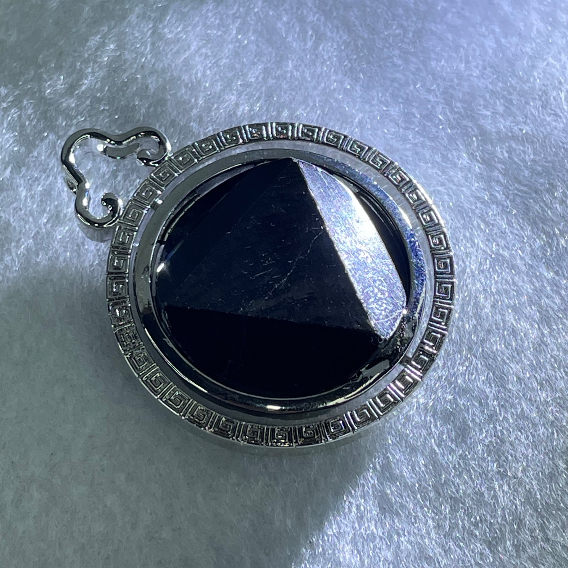 Natural Hypersthene in Stainless Steel Pendant 23.00g 25.0 by 8.8mm - Huangs Jadeite and Jewelry Pte Ltd