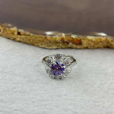 Purple Zircon Simulated Amethyst in 925 Sliver Sliver Ring (Adjustable Size) 冰花爆闪浅紫色锆石仿真紫水晶椭圆形开口戒指 5.06g 7.8 by 3.5mm - Huangs Jadeite and Jewelry Pte Ltd